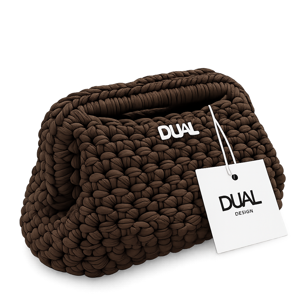 clutch monocolore crochet marrone