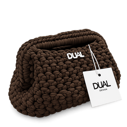 clutch monocolore crochet marrone