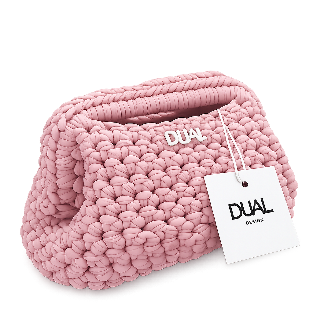 clutch monocolore crochet rosa