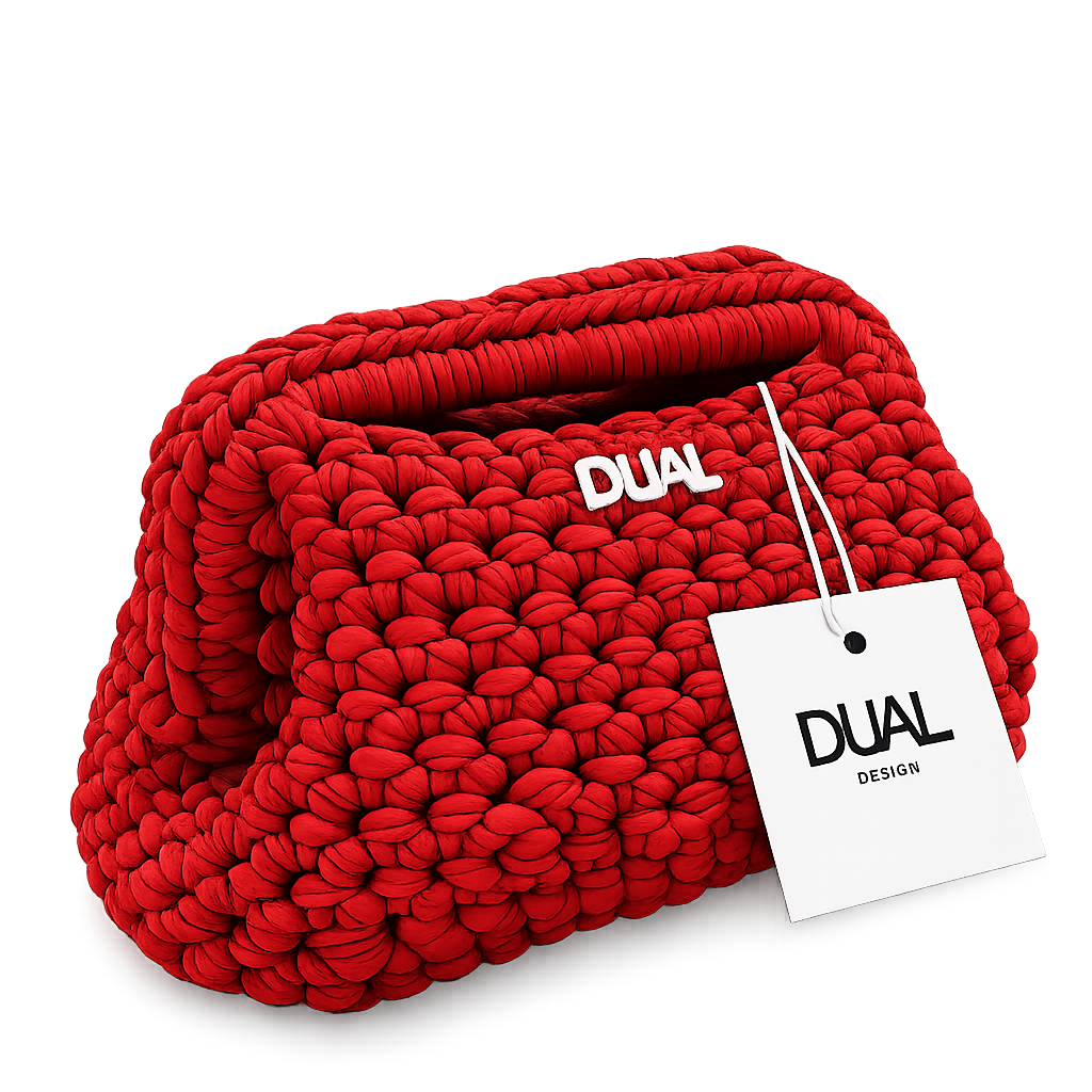 clutch monocolore crochet rossa