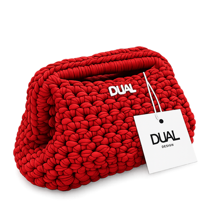 clutch monocolore crochet rossa