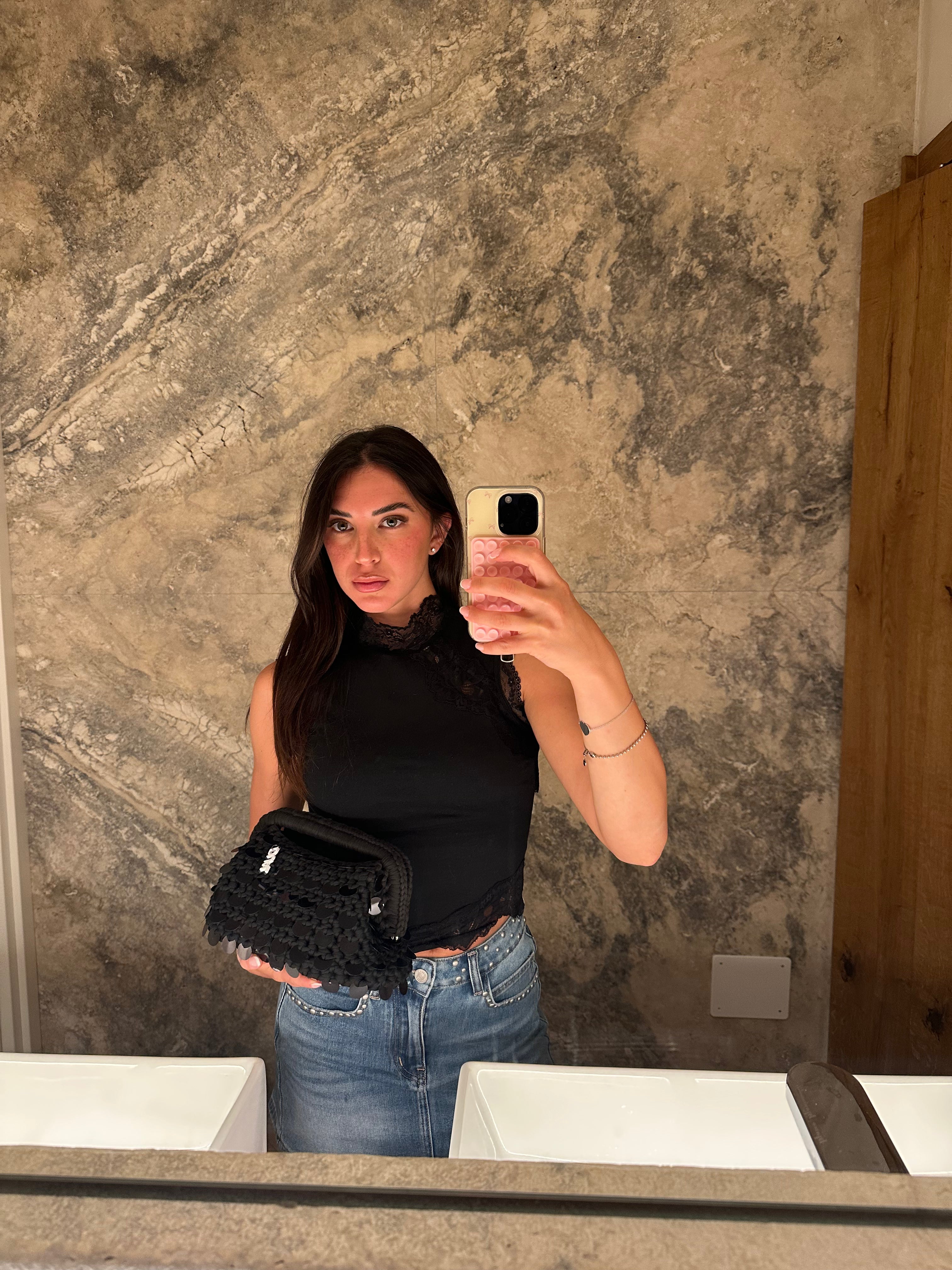 clutch paillettes nera borsa uncinetto crochet