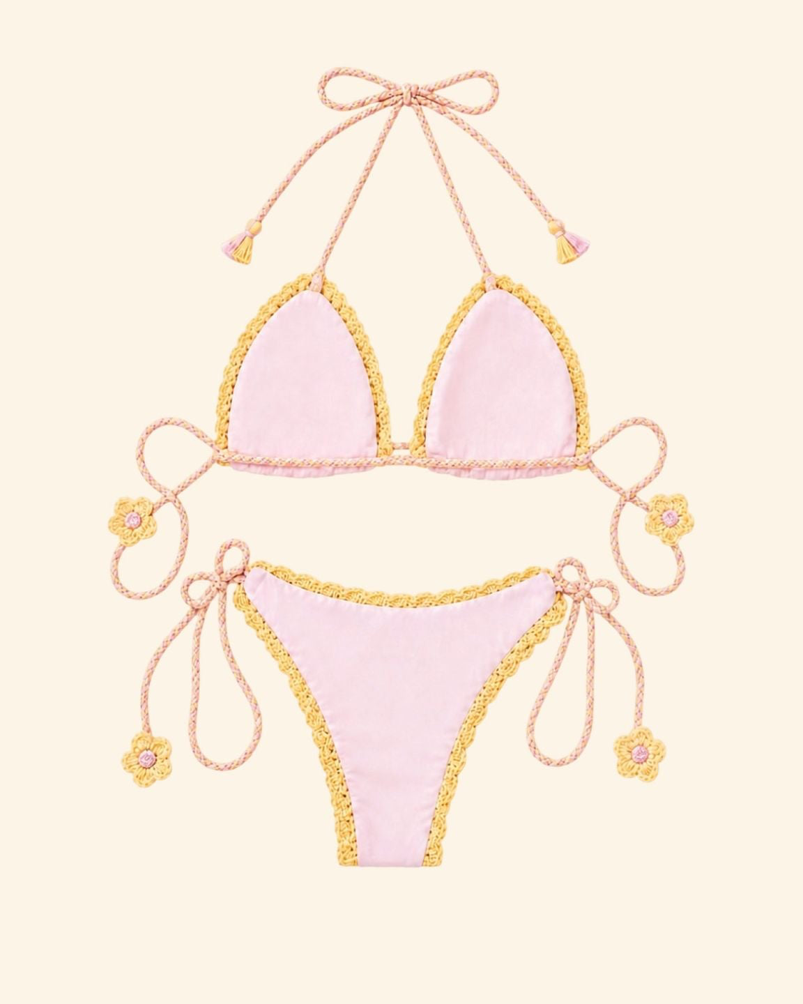 CUSTUME UNCINETTO CROCHET DIETRO GIALLO E ROSA