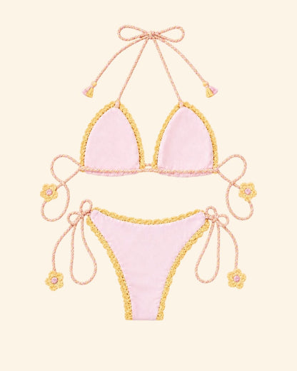 CUSTUME UNCINETTO CROCHET DIETRO GIALLO E ROSA