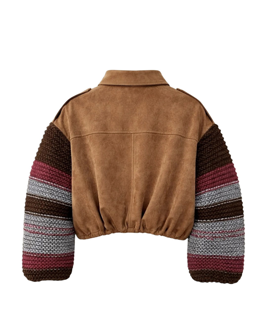 giacca bomber camoscio marrone maniche maglieria