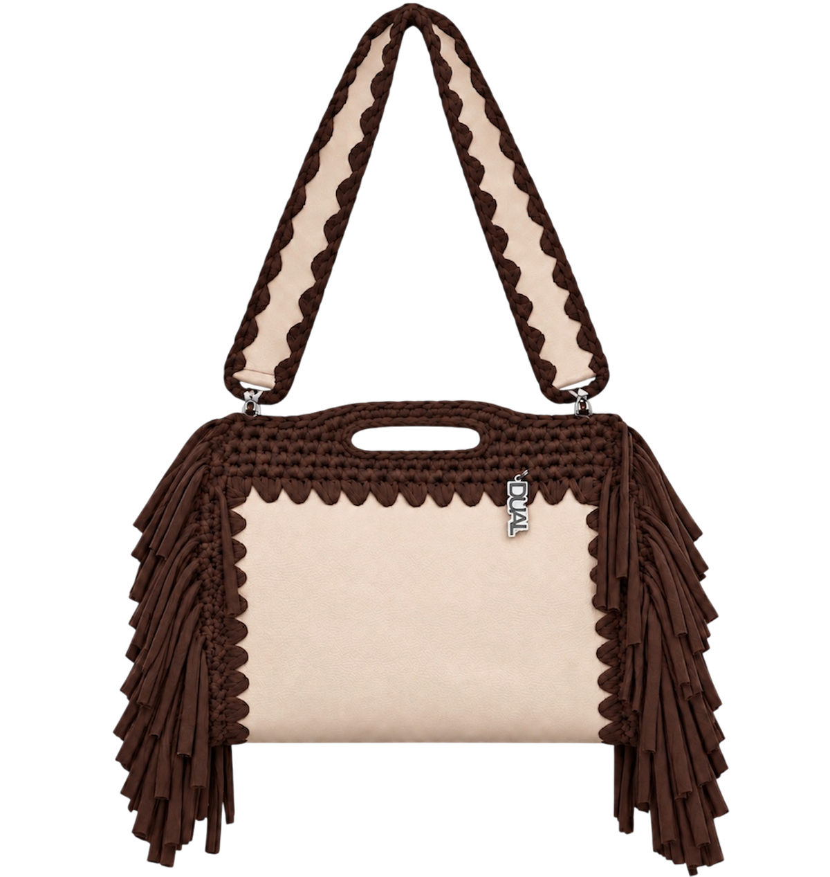 fluffy bag beige marrone