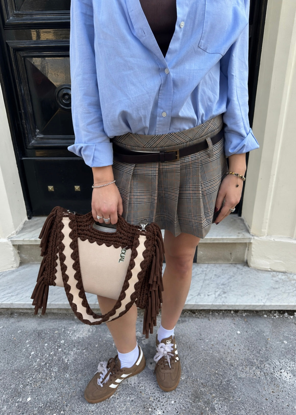 fluffy bag beige marrone