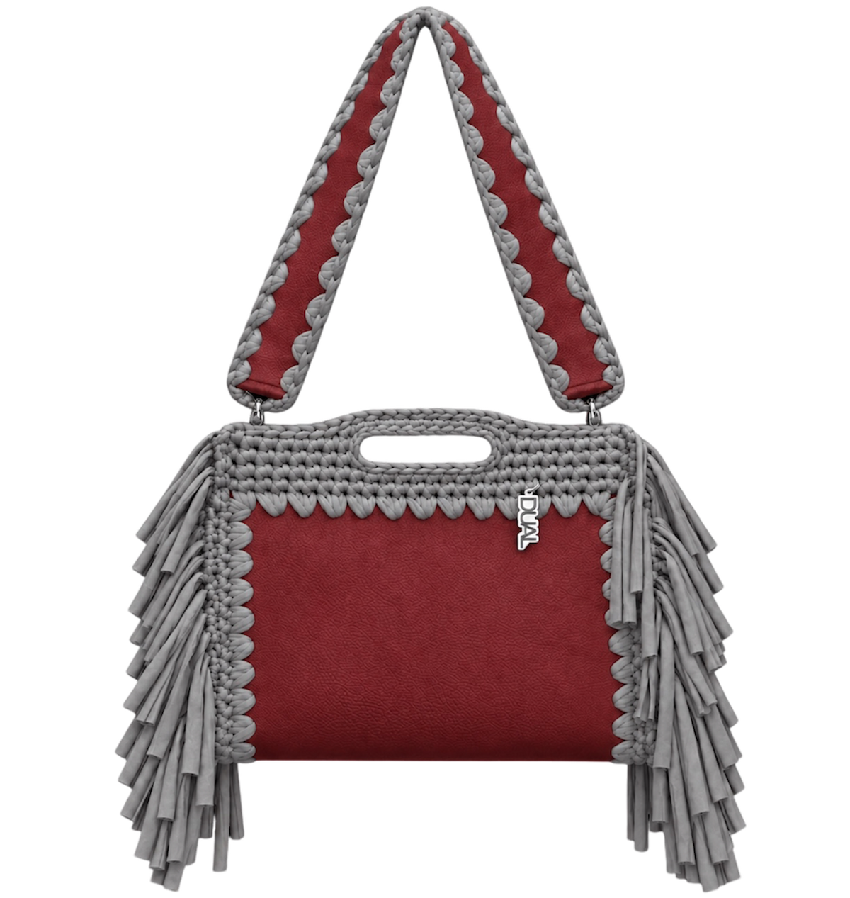 fluffy bag bordeaux grigio