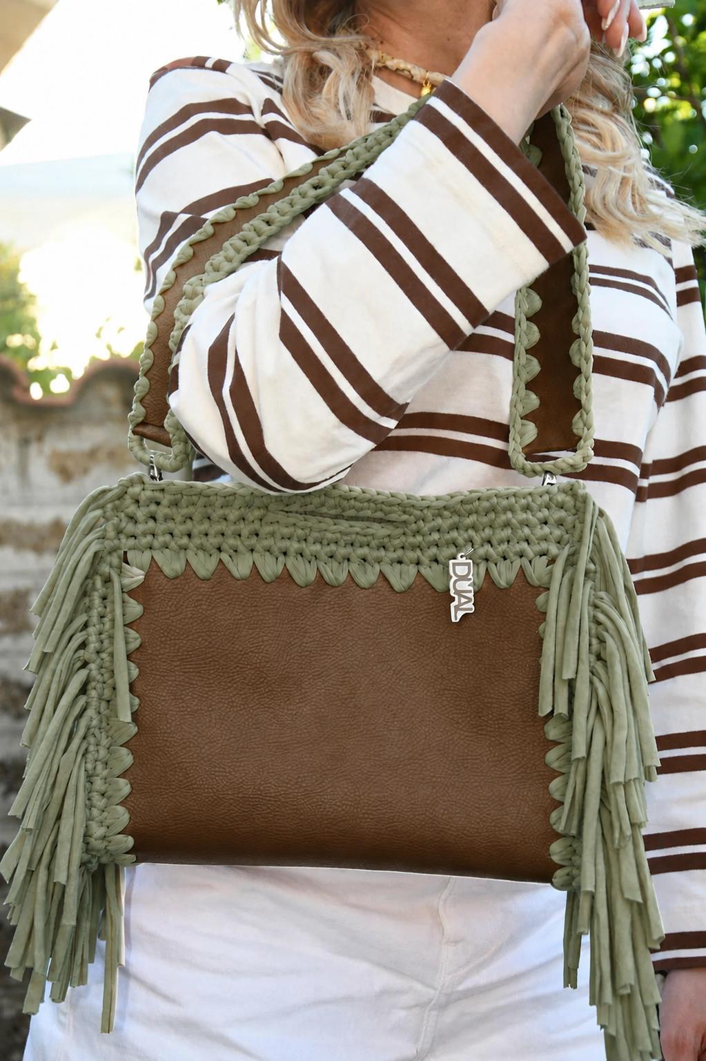 fluffy bag marrone verde