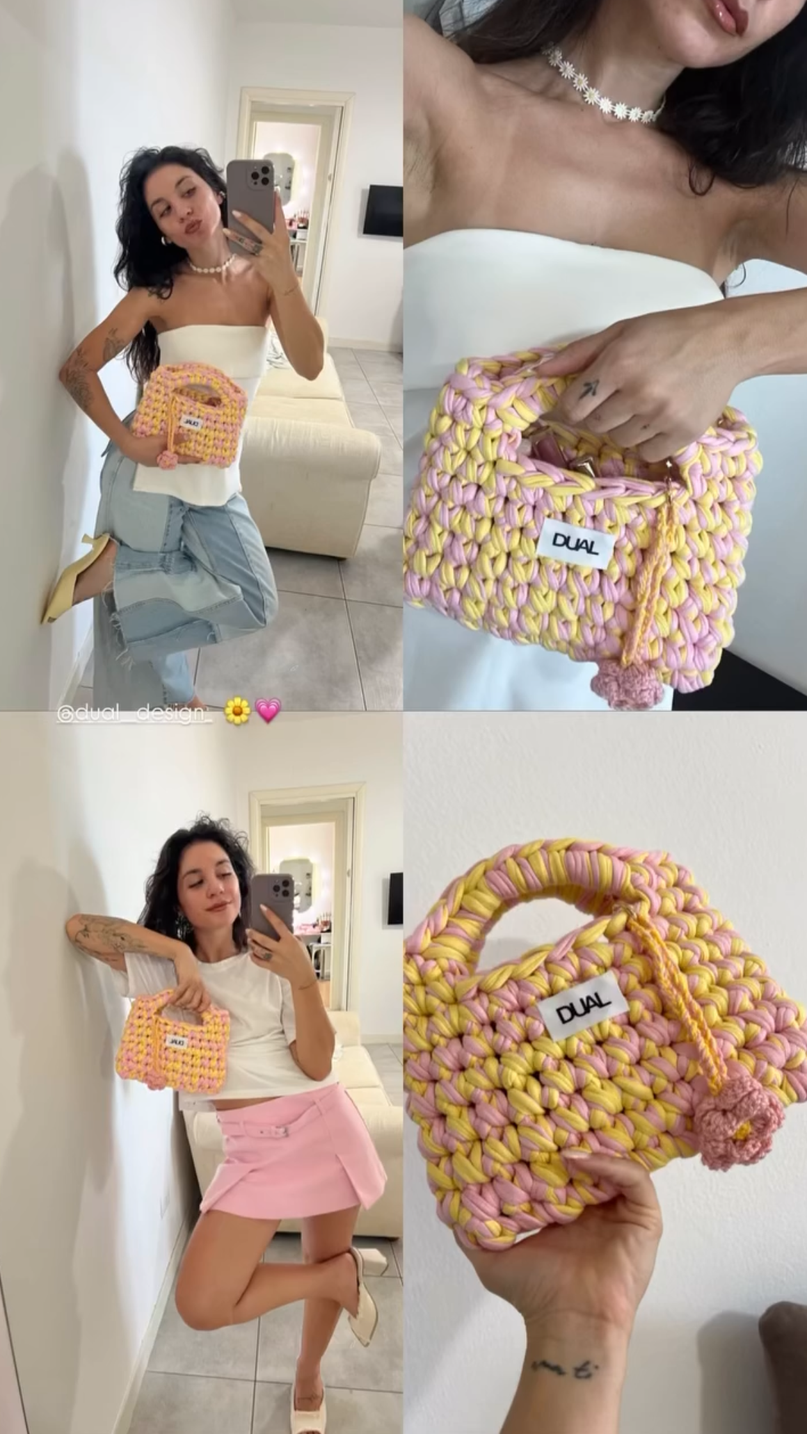 funny bicolor gialla e rosa orsa crochet uncinetto