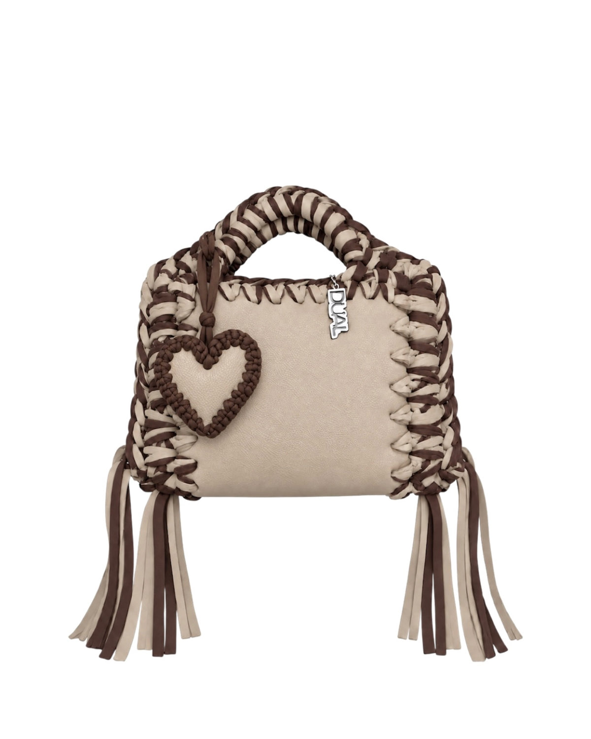 funny bicolore beige marrone pelle crochet 