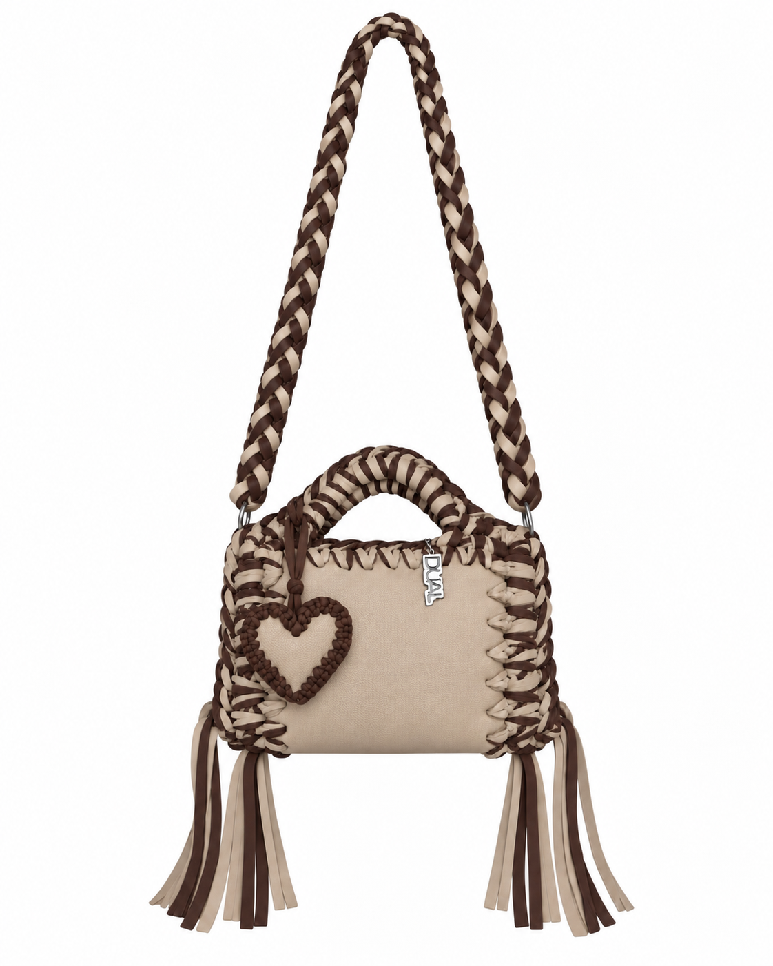 funny bicolore beige marrone pelle crochet 