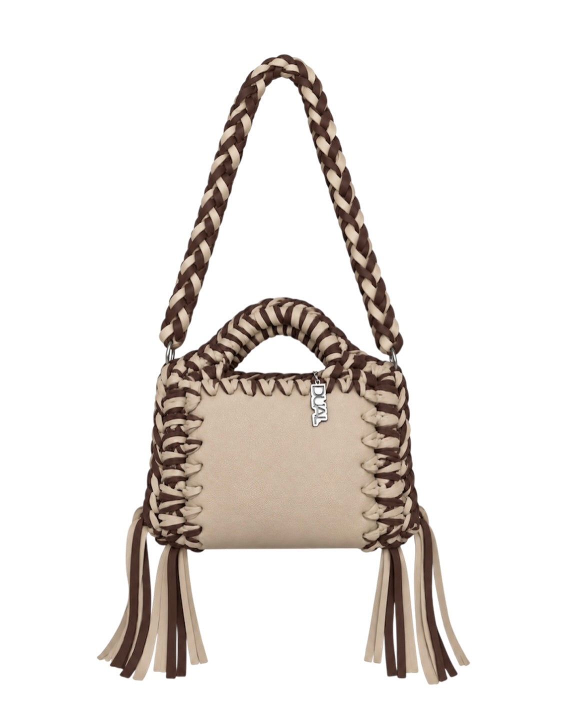 funny bicolore beige marrone pelle crochet 