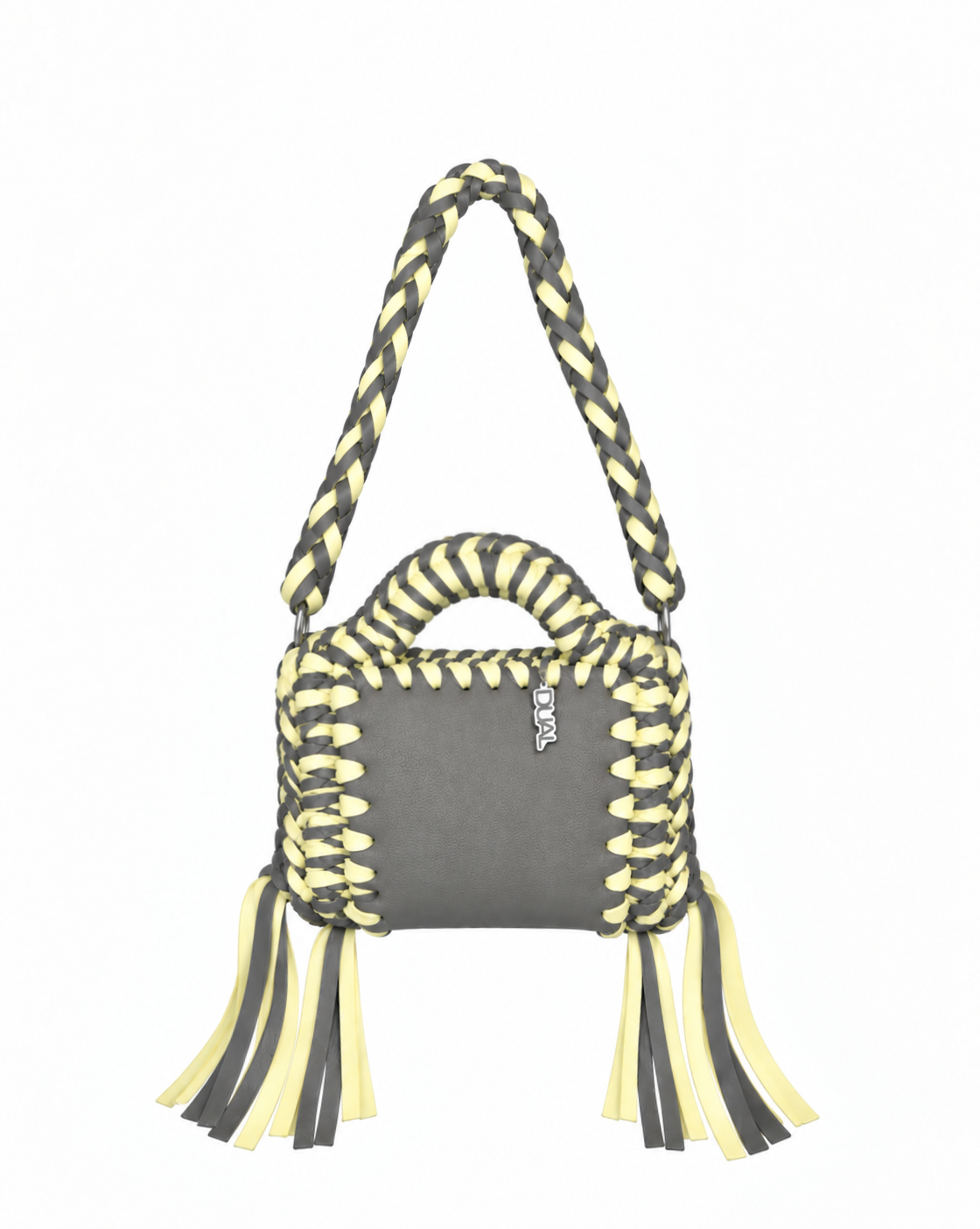 funny bicolore beige marrone pelle crochet 