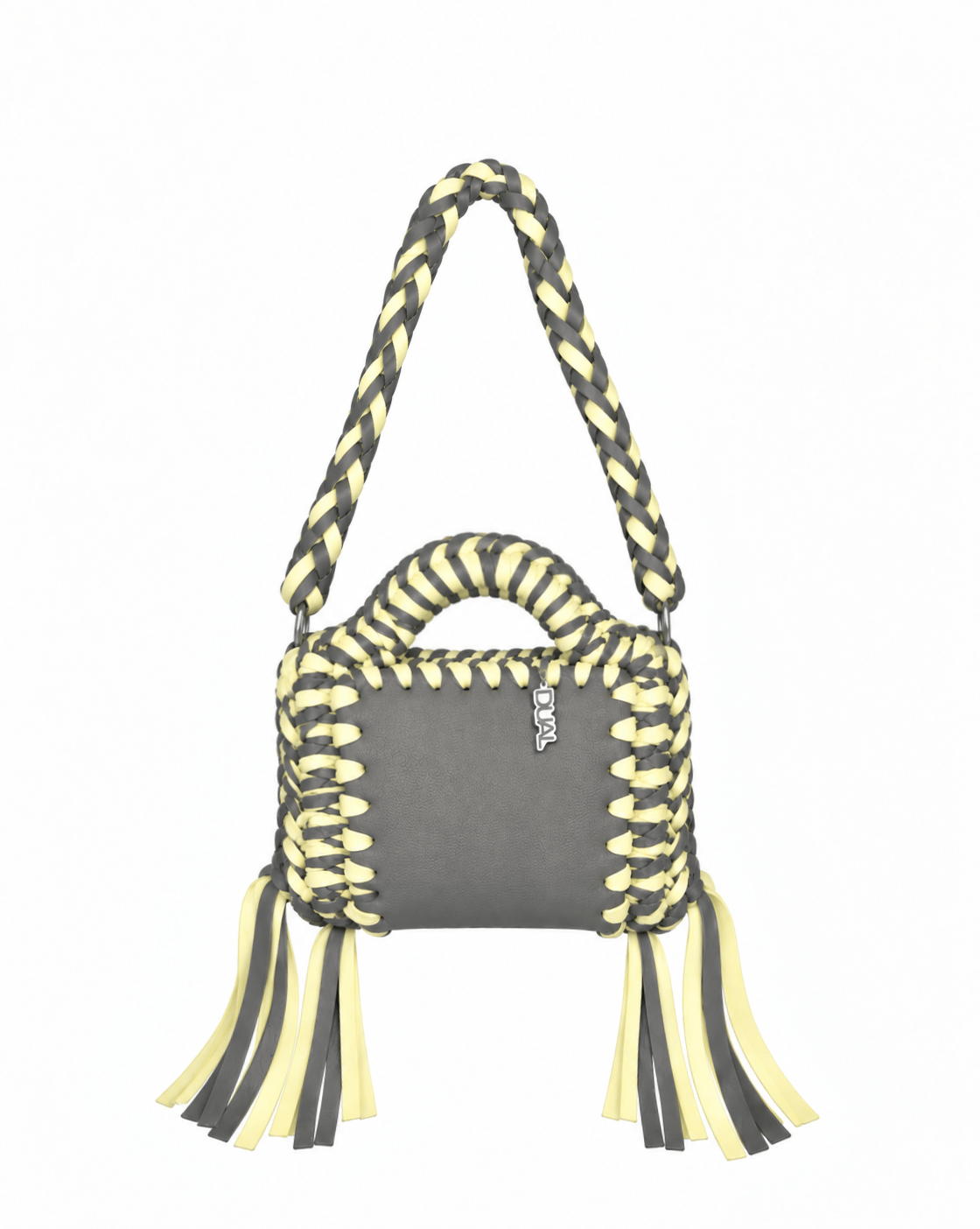 funny bicolore beige marrone pelle crochet 