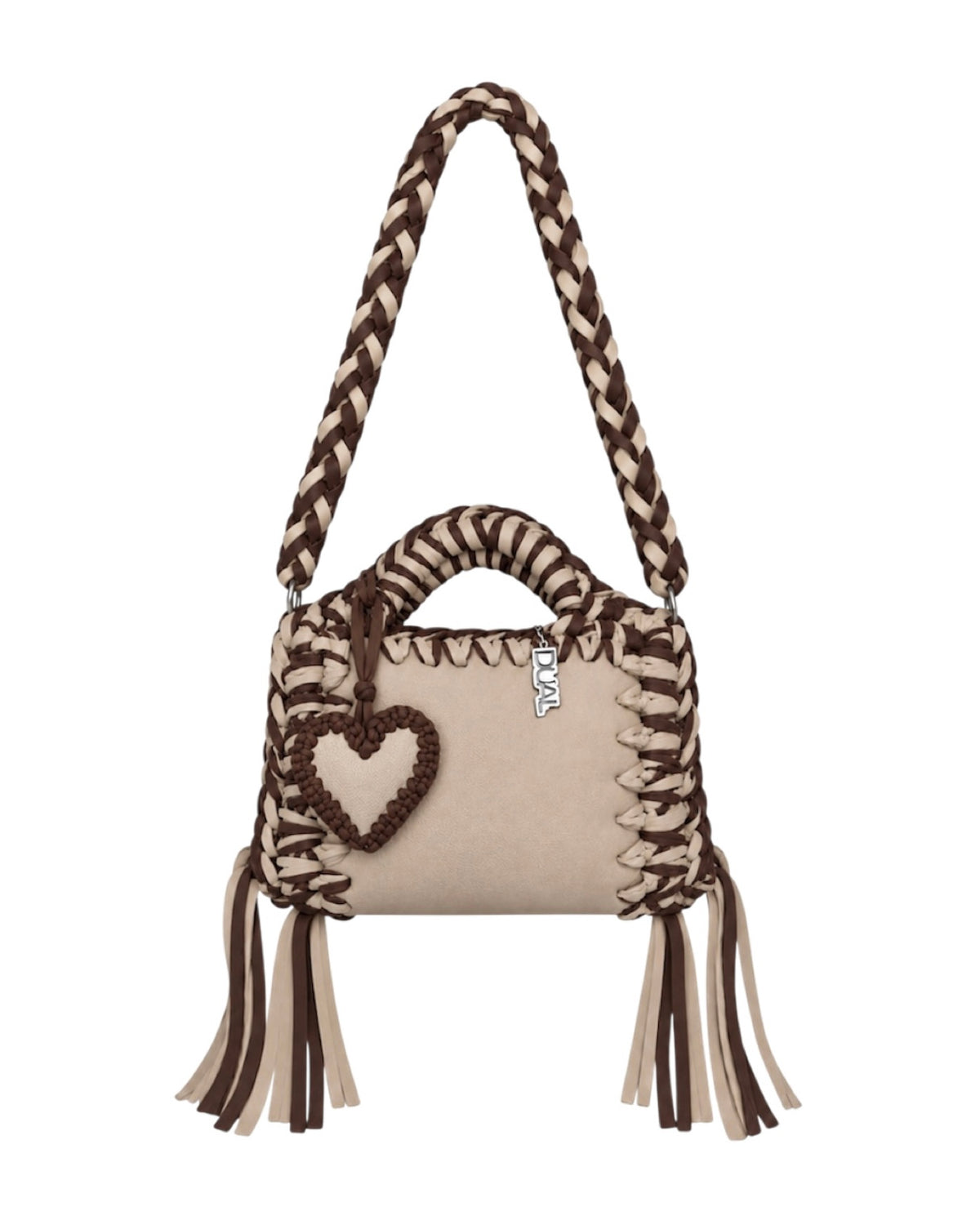 funny bicolore beige marrone pelle crochet 