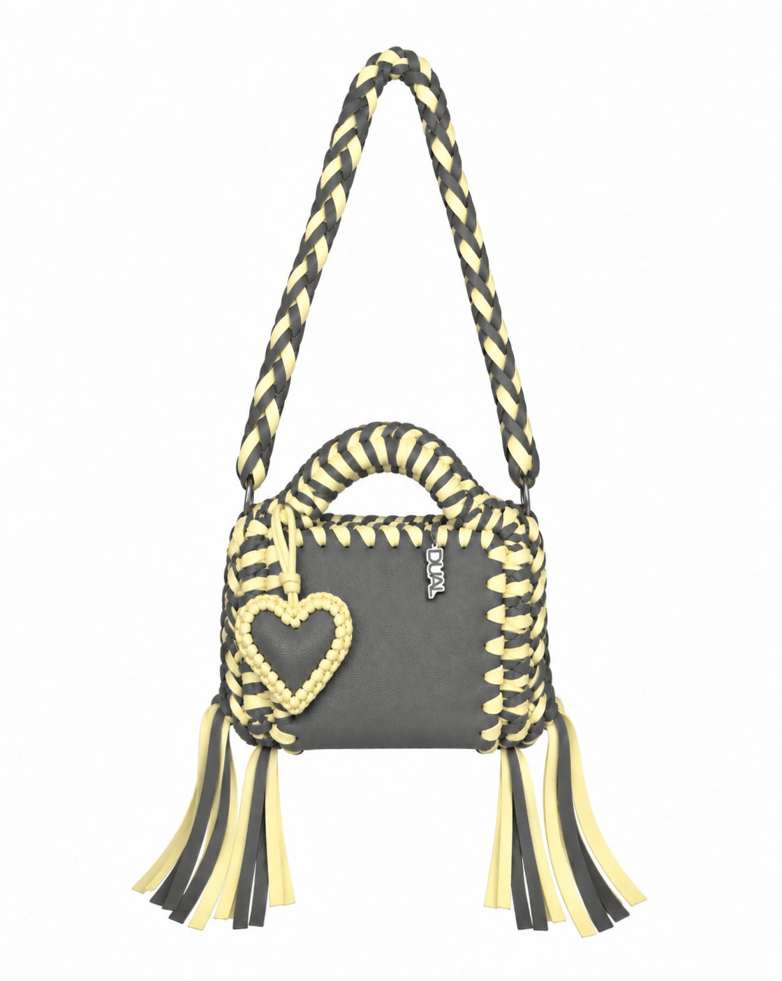 funny bicolore beige marrone pelle crochet 