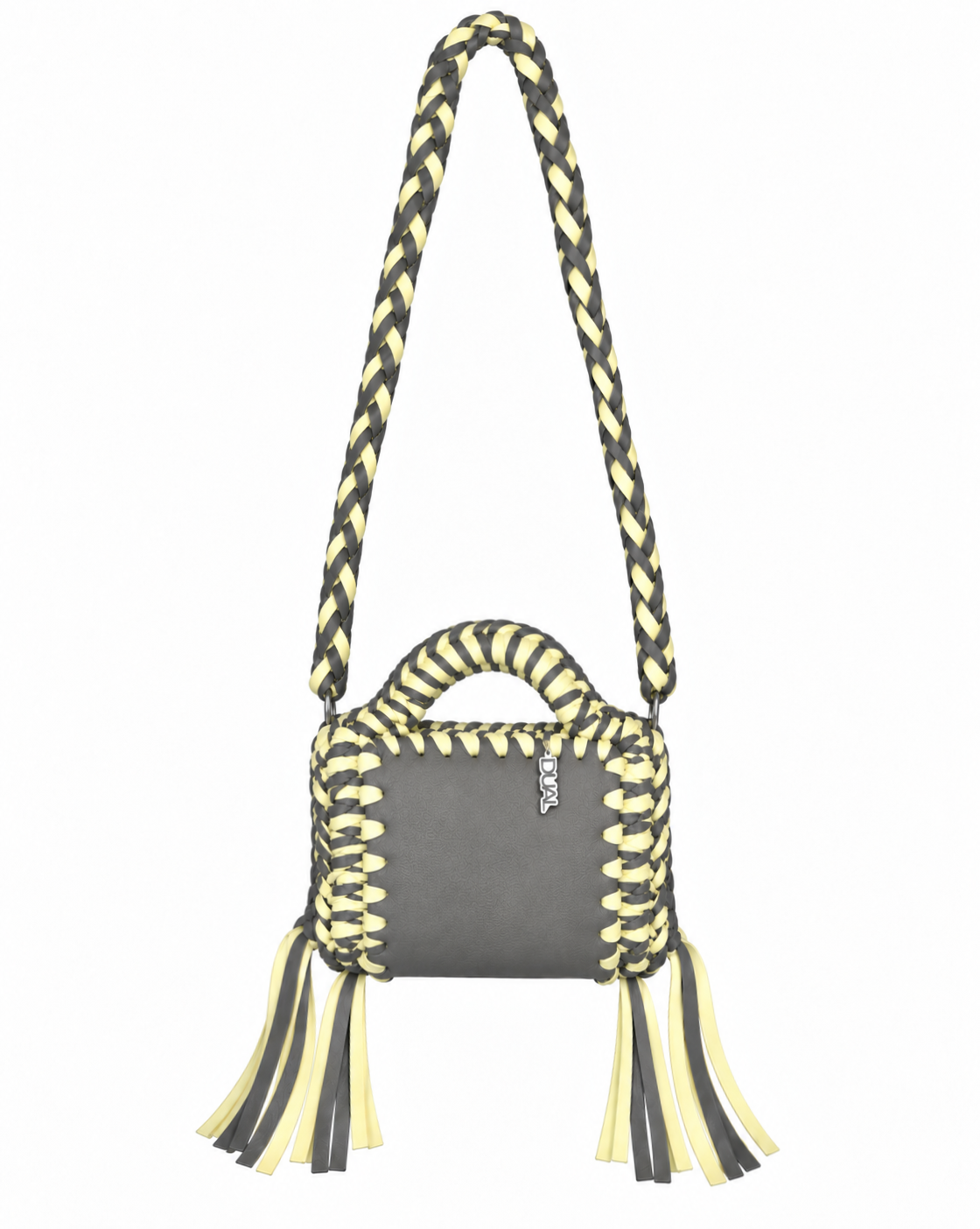 funny bicolore beige marrone pelle crochet 