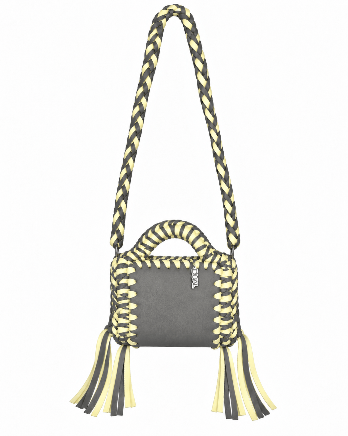 funny bicolore beige marrone pelle crochet 