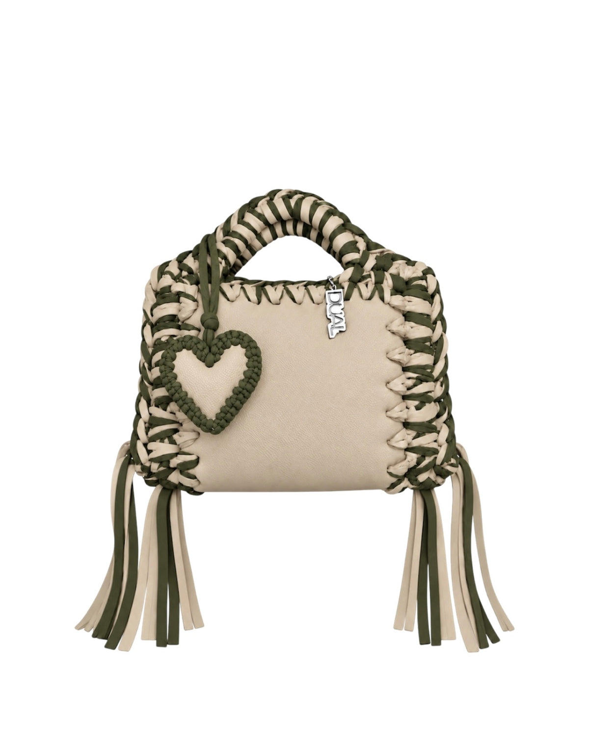 funny bicolore beige verde pelle crochet 