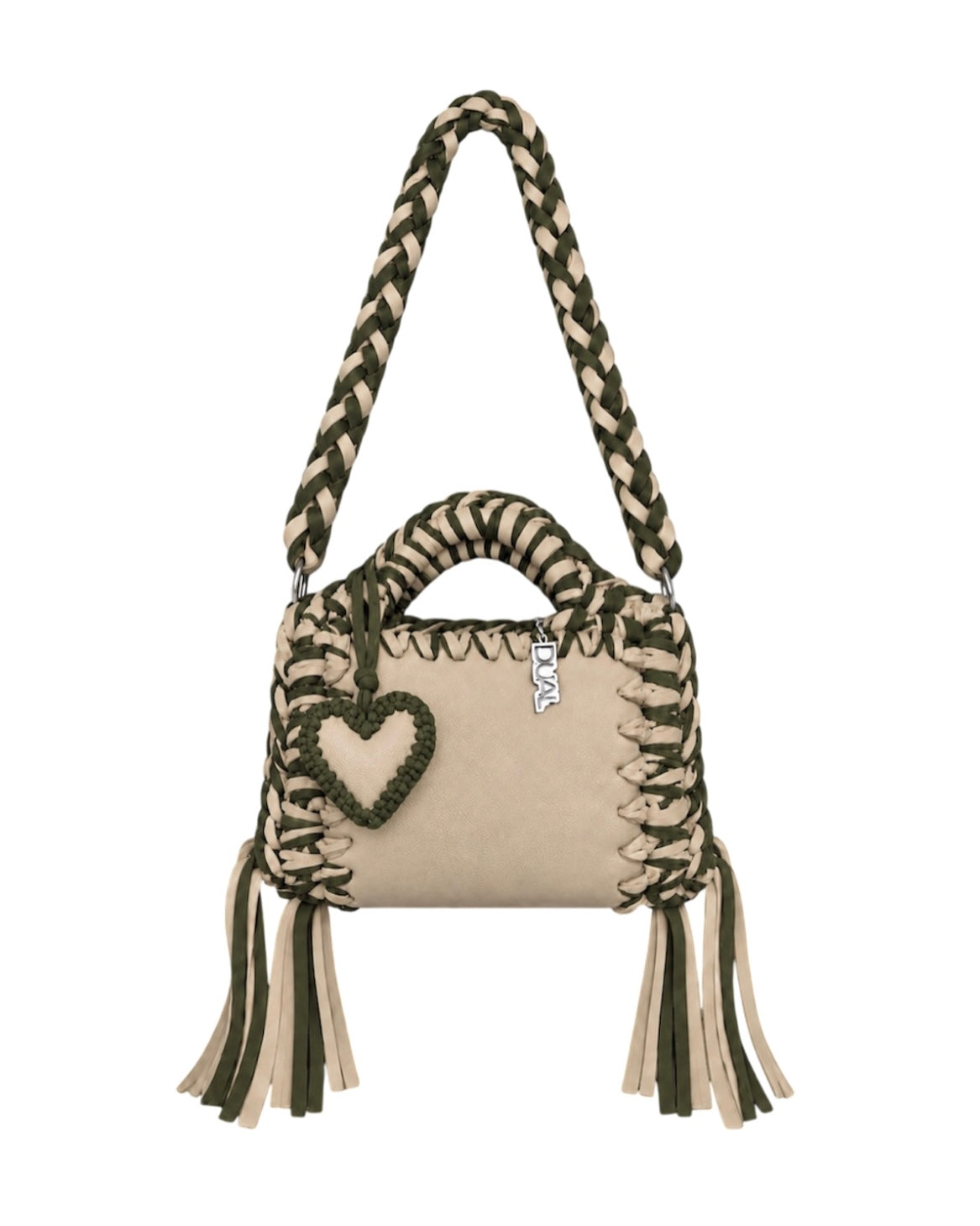 funny bicolore beige verde pelle crochet 