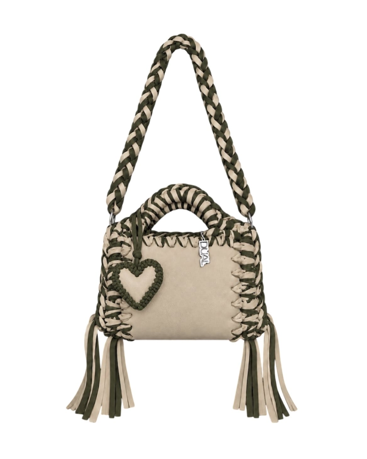 funny bicolore beige verde pelle crochet 