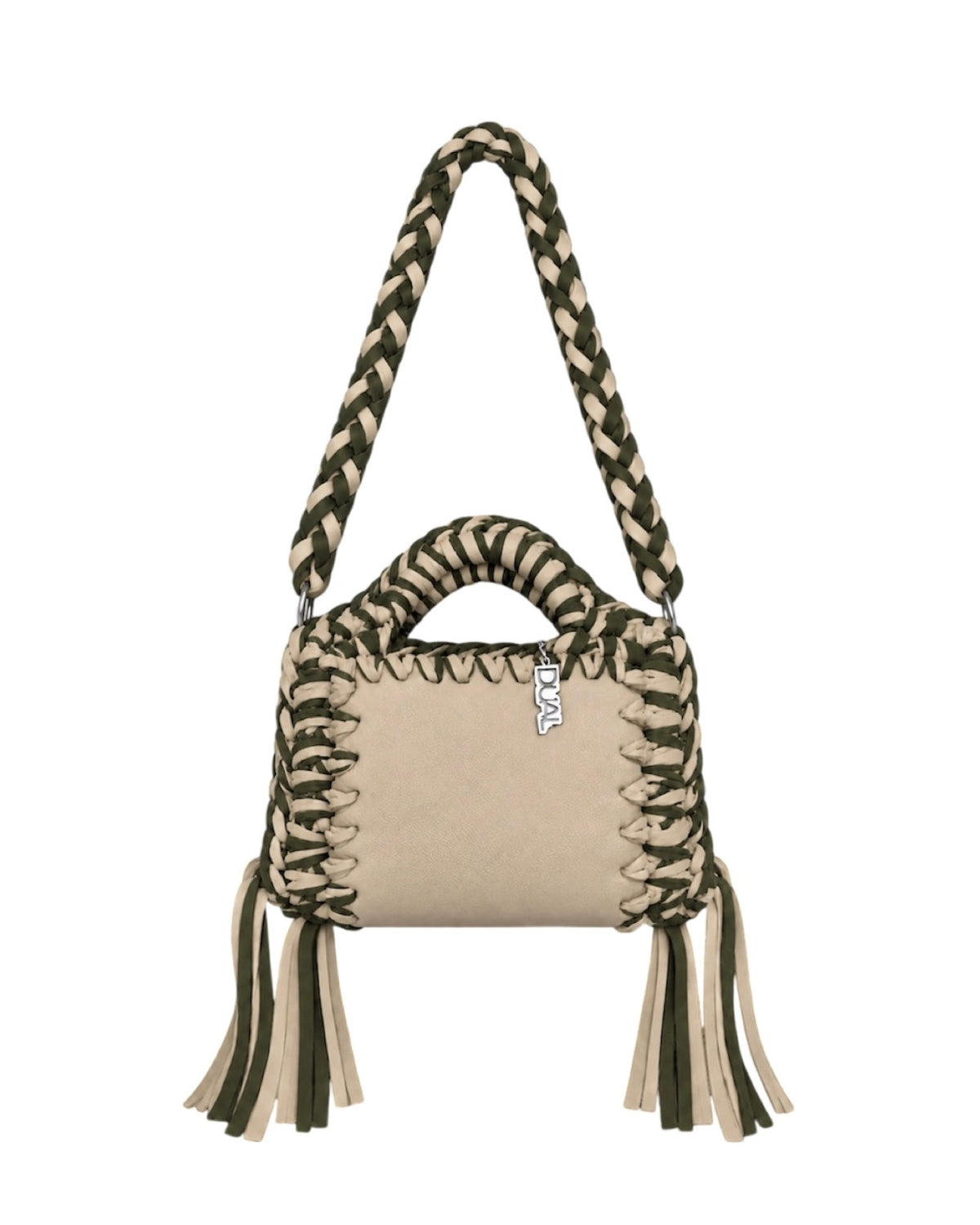 funny bicolore beige verde pelle crochet 