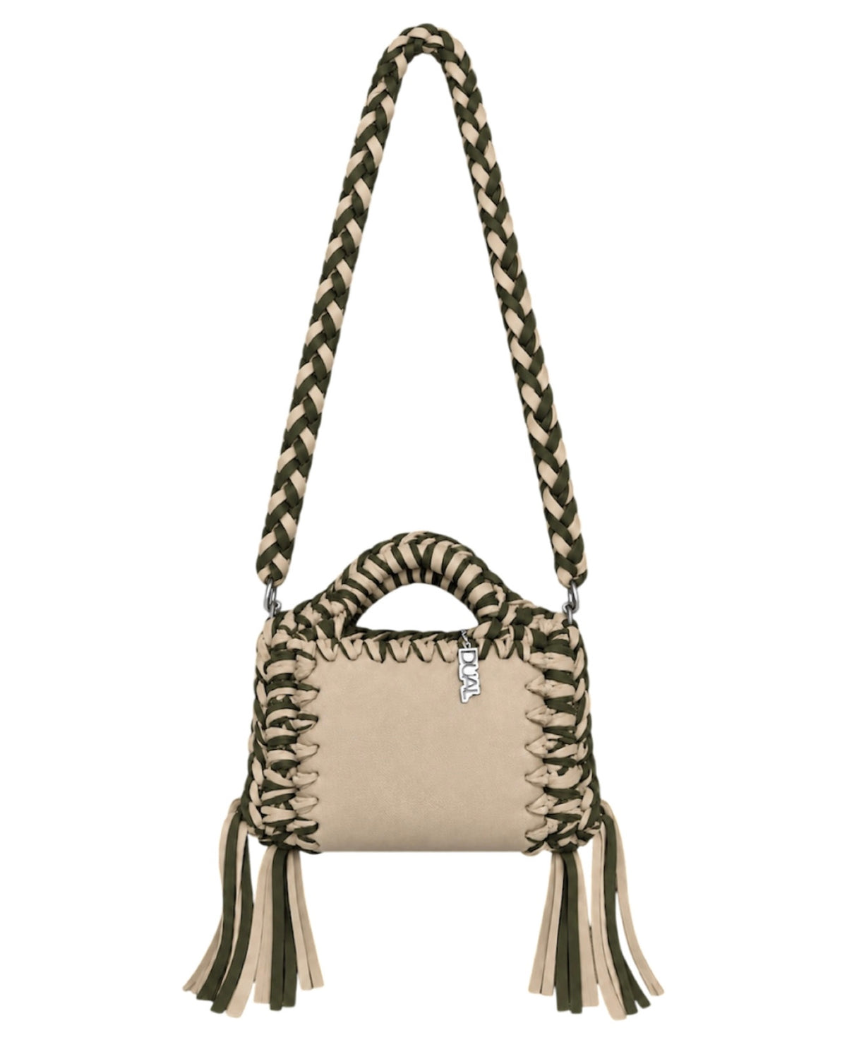 funny bicolore beige verde pelle crochet 