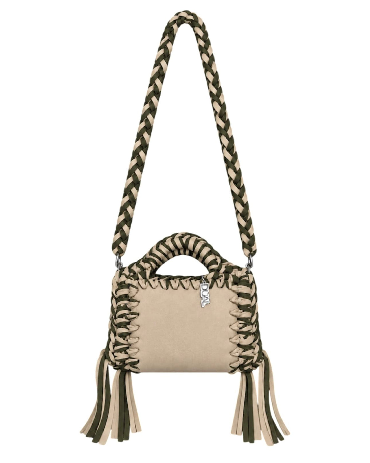 funny bicolore beige verde pelle crochet 