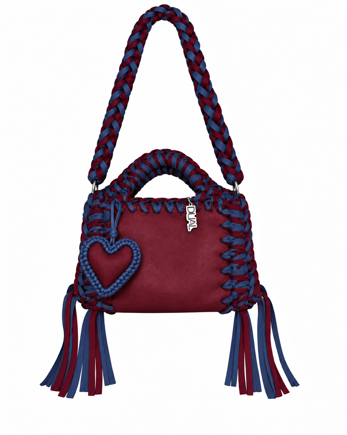 funny bicolore bordeaux blu pelle crochet 