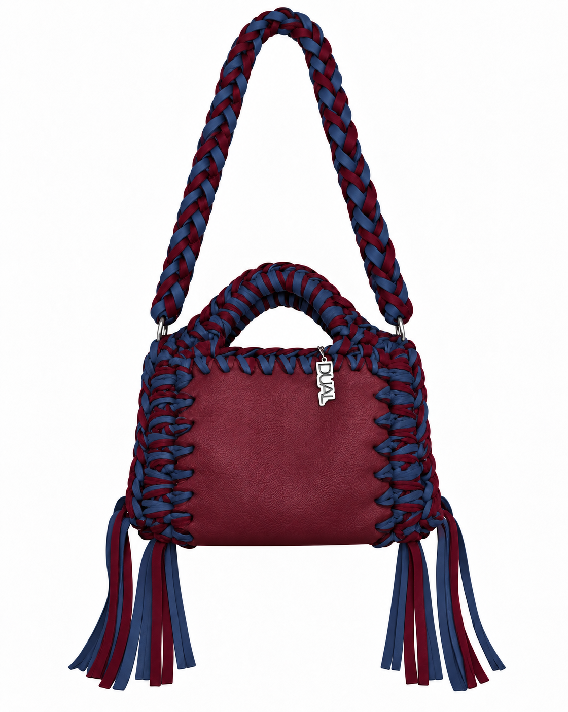 funny bicolore bordeaux blu pelle crochet 