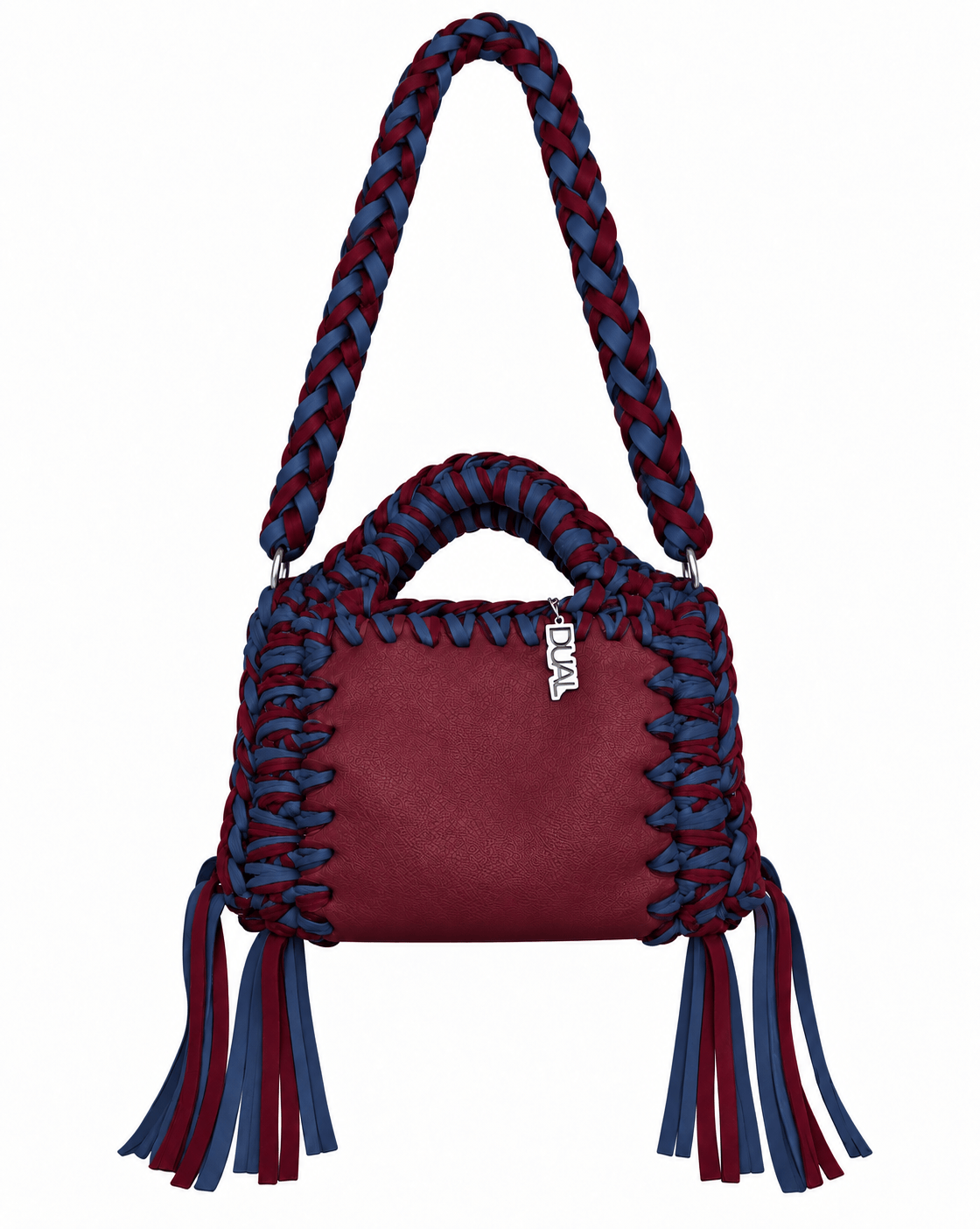 funny bicolore bordeaux blu pelle crochet 