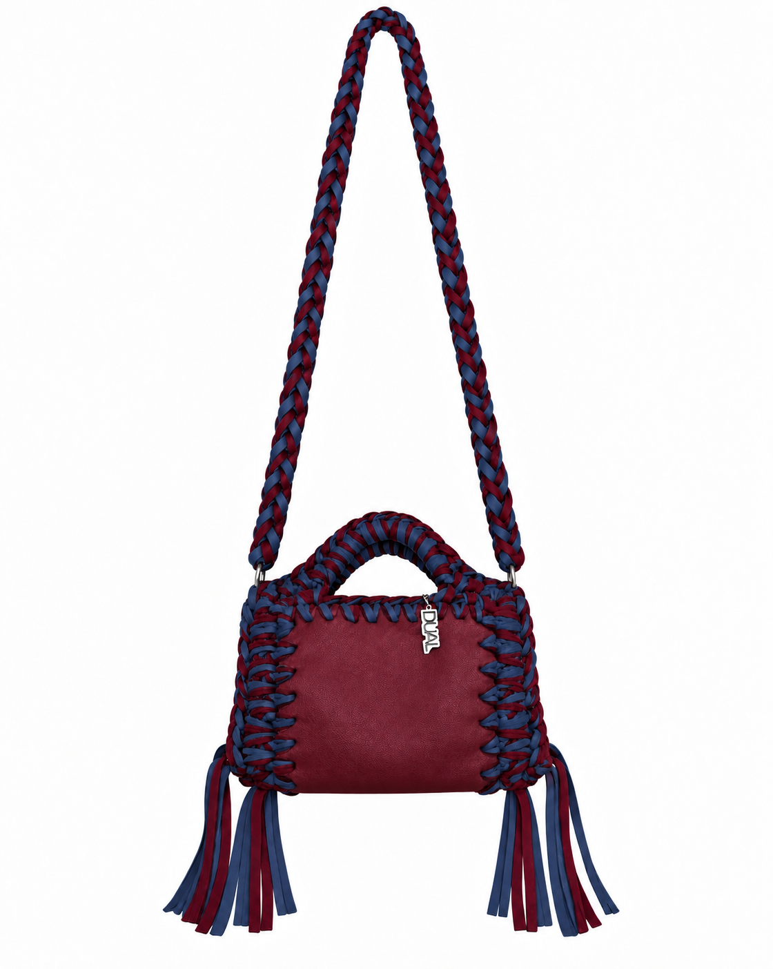 funny bicolore bordeaux blu pelle crochet 