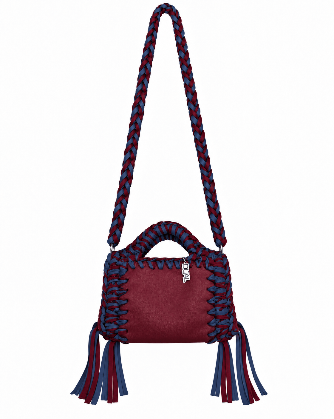 funny bicolore bordeaux blu pelle crochet 
