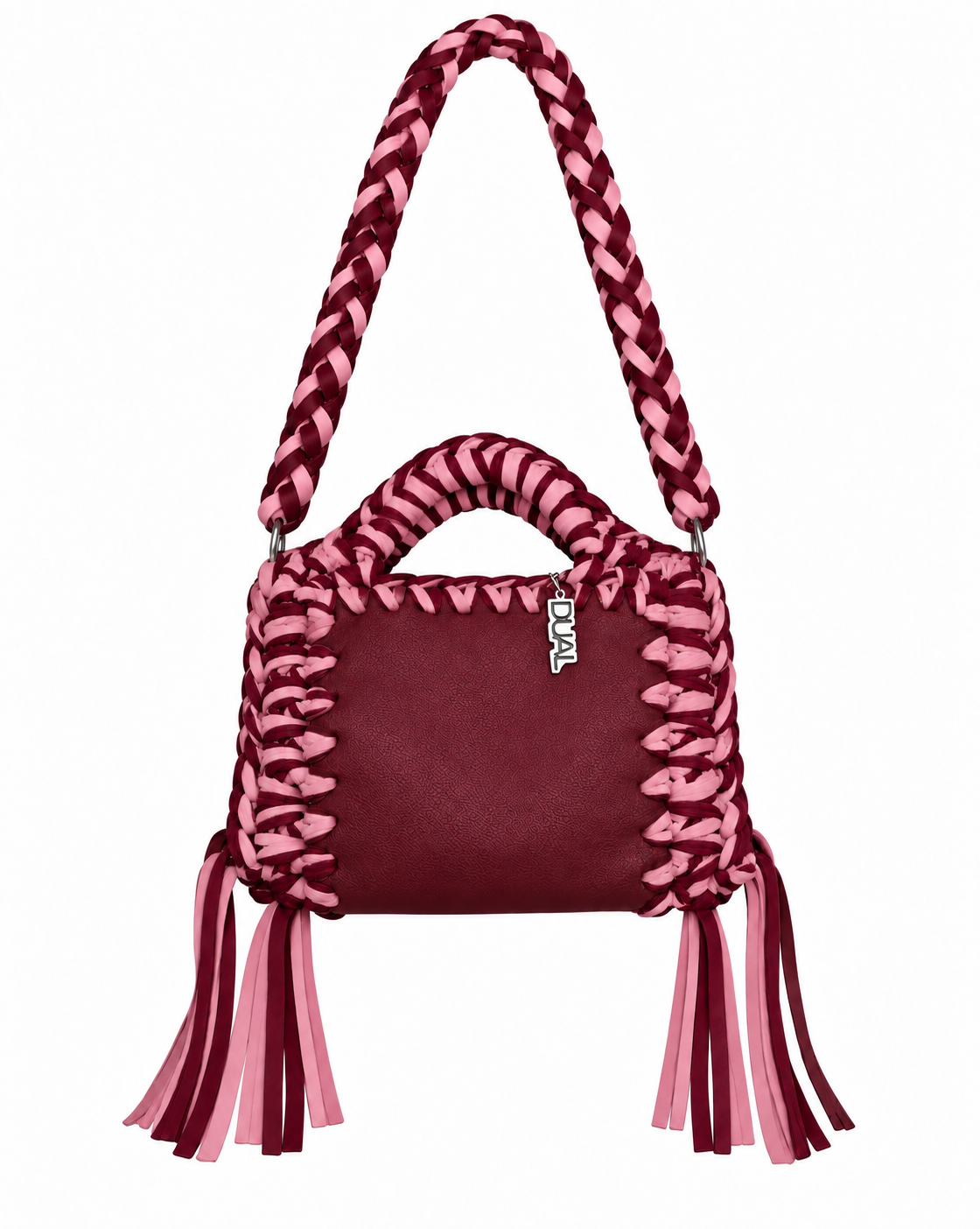 funny bicolore bordeaux rosa pelle crochet 