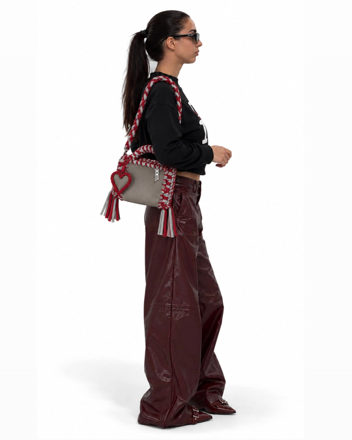 funny bicolore grigio bordeaux charm cuorespalla