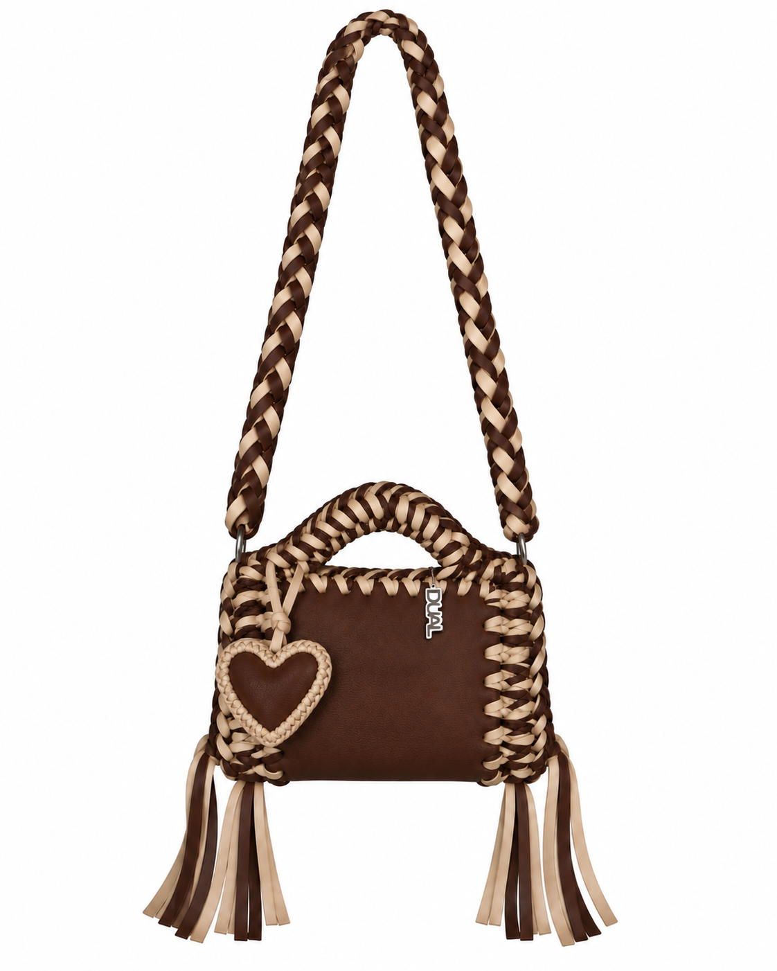 funny bicolore marrone beige pelle crochet 