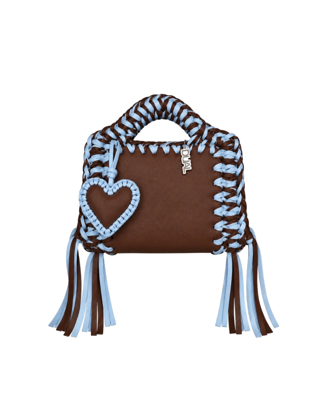 funny bicolore marrone celeste pelle crochet 