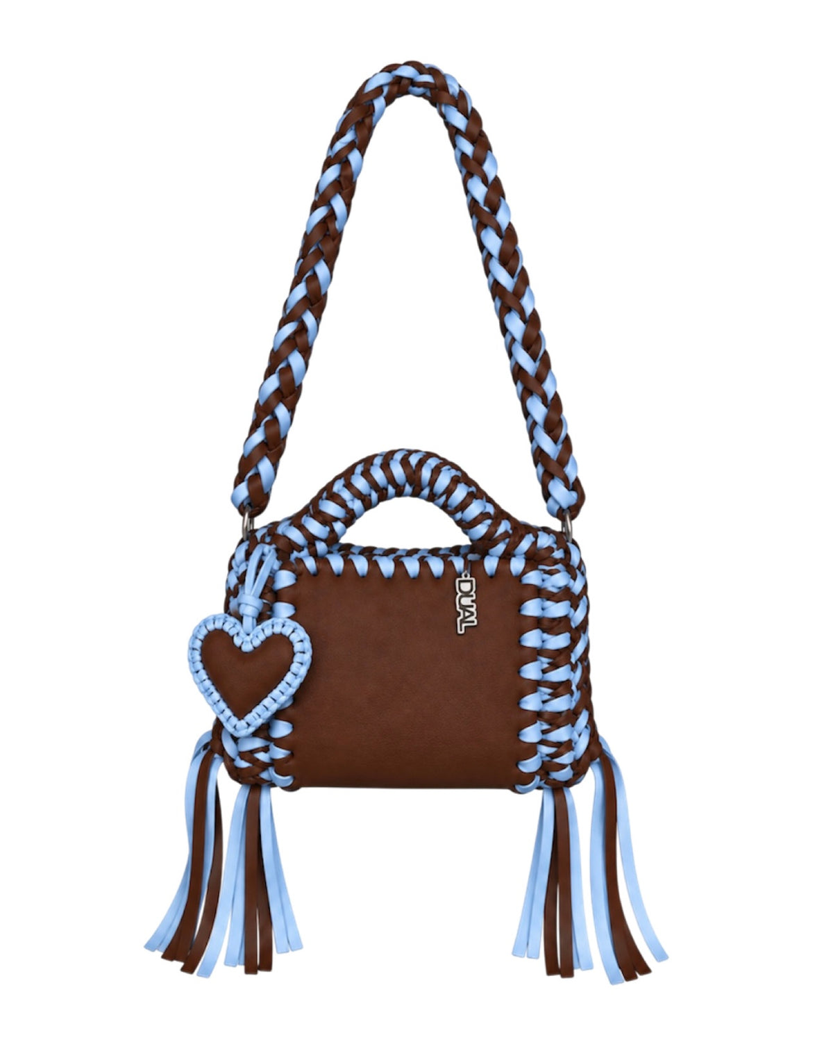 funny bicolore marrone celeste pelle crochet 