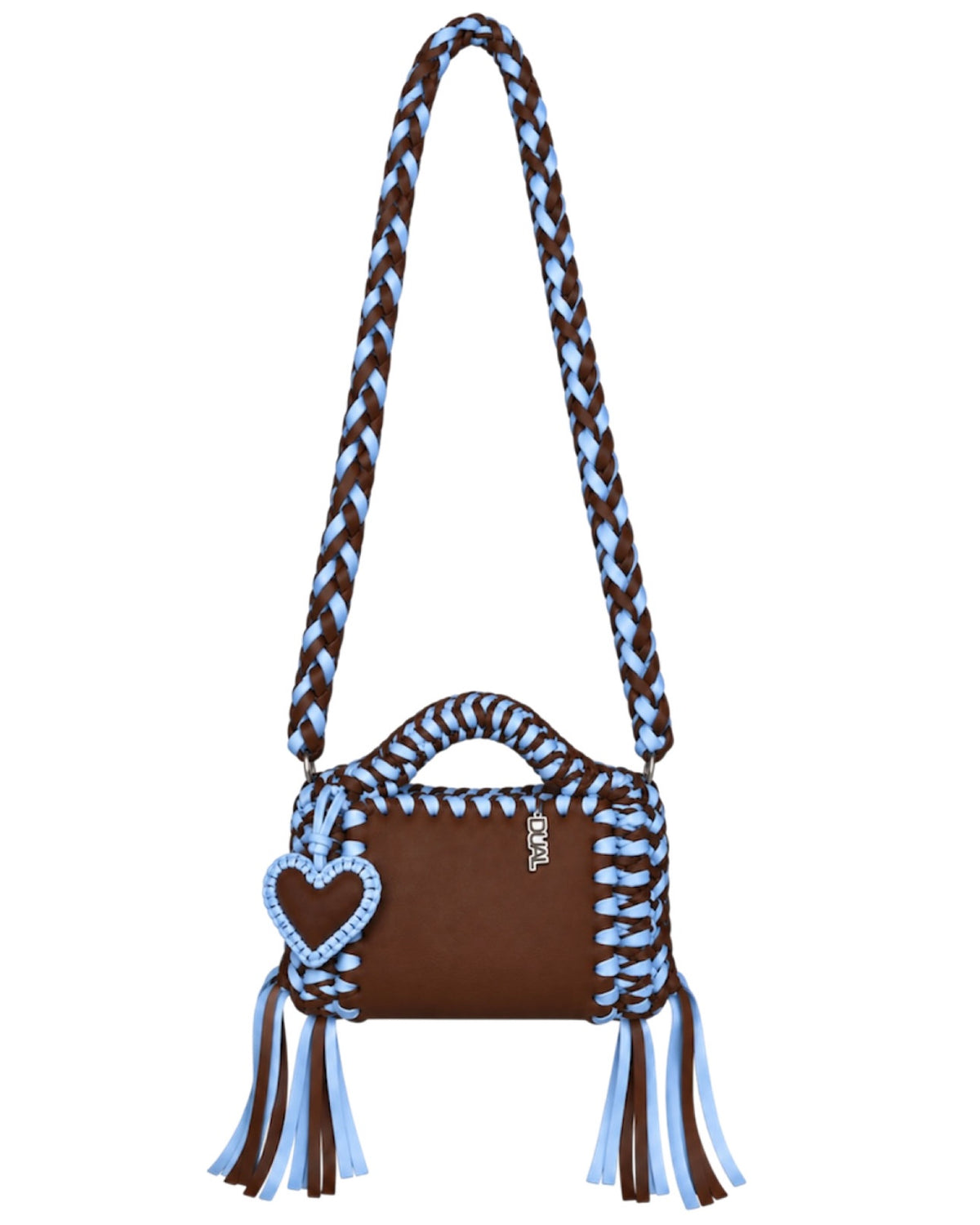 funny bicolore marrone celeste pelle crochet 