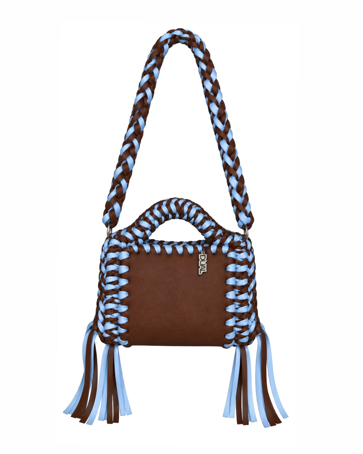 funny bicolore marrone celeste pelle crochet 