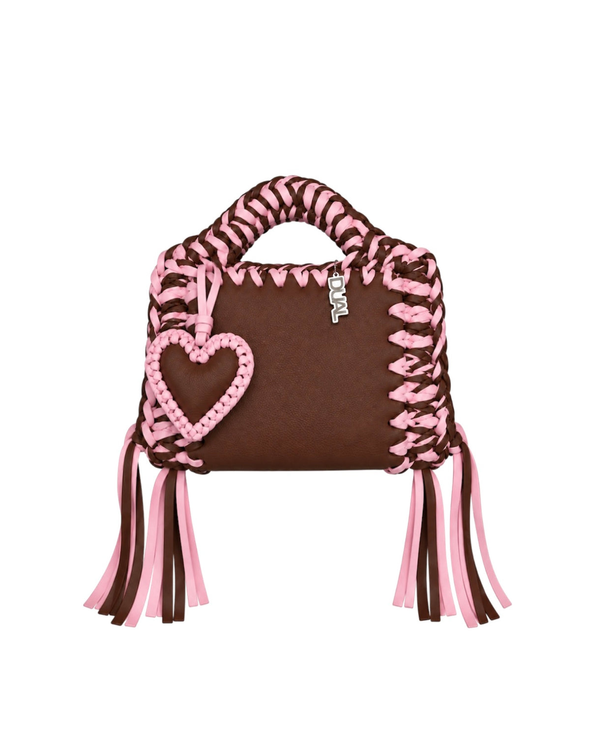 funny bicolore marrone rosa pelle crochet 