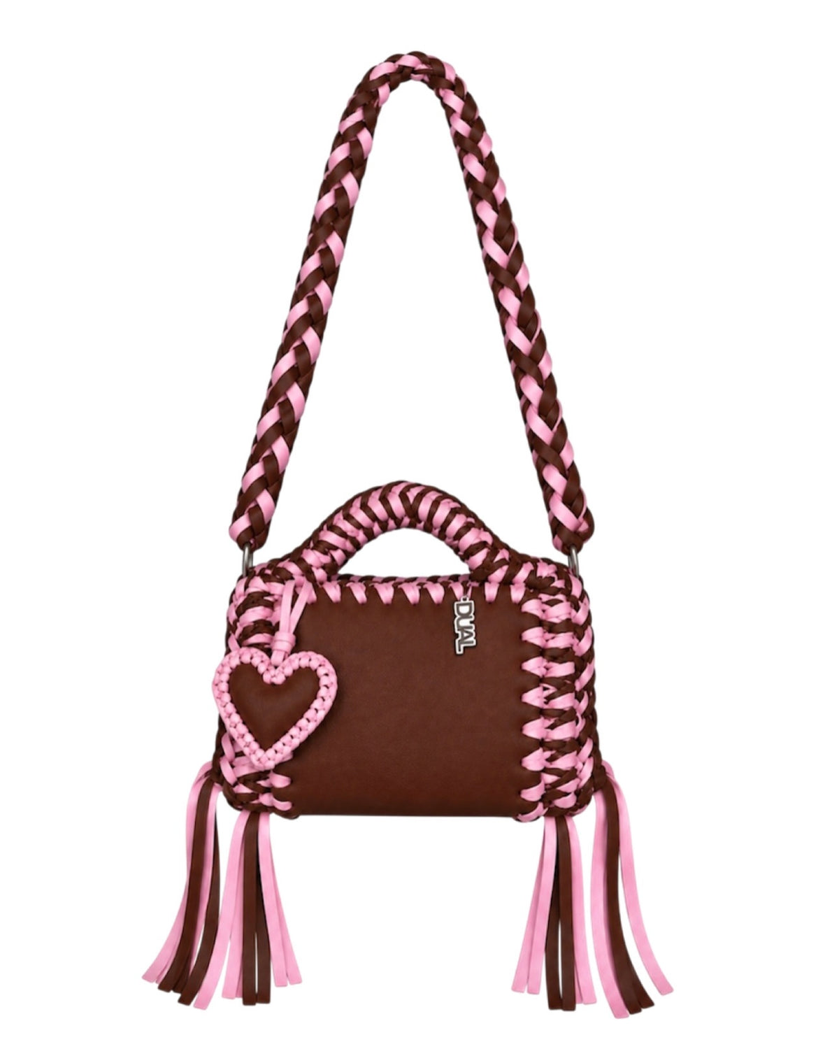 funny bicolore marrone rosa pelle crochet 