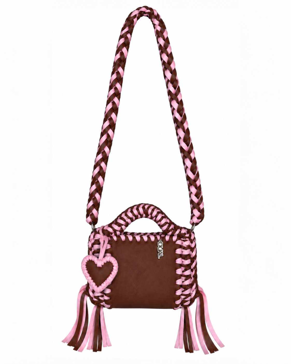 funny bicolore marrone rosa pelle crochet 