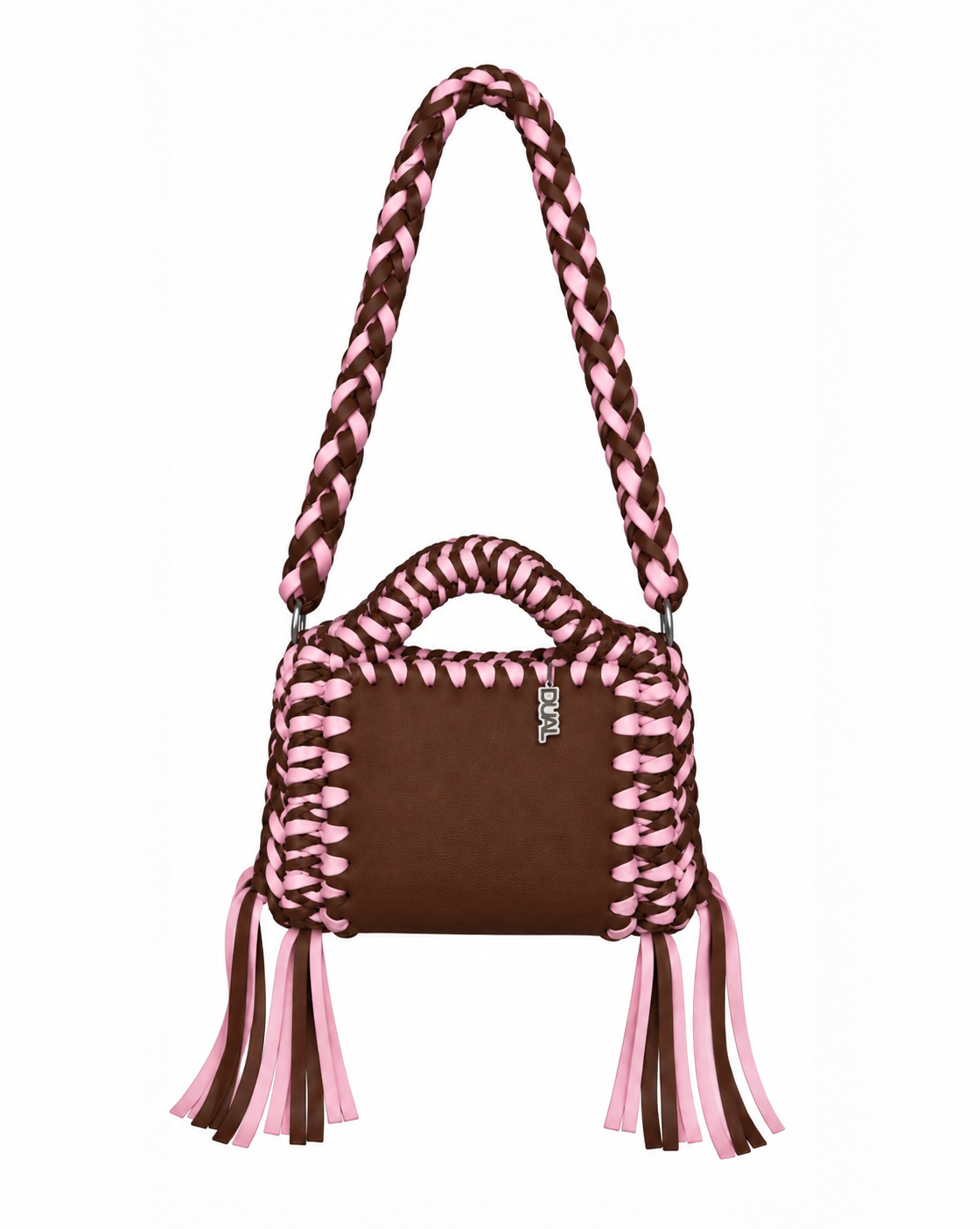 funny bicolore marrone rosa pelle crochet 