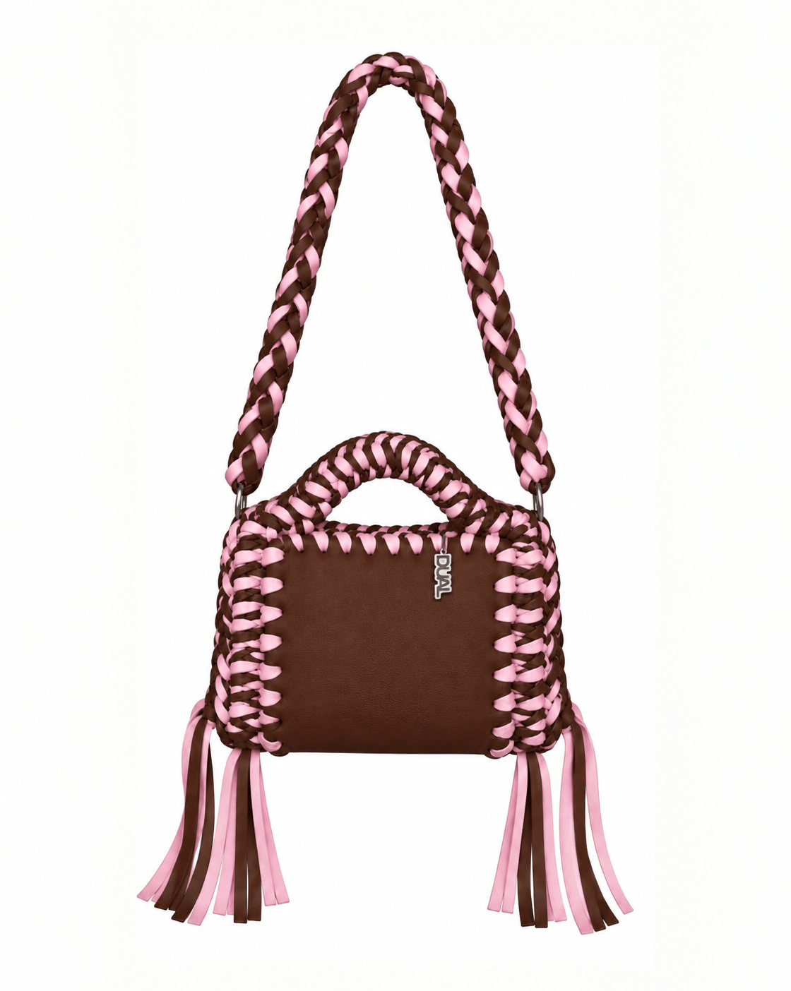 funny bicolore marrone rosa pelle crochet 