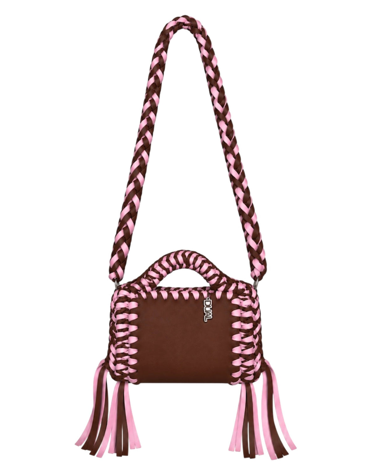 funny bicolore marrone rosa pelle crochet 