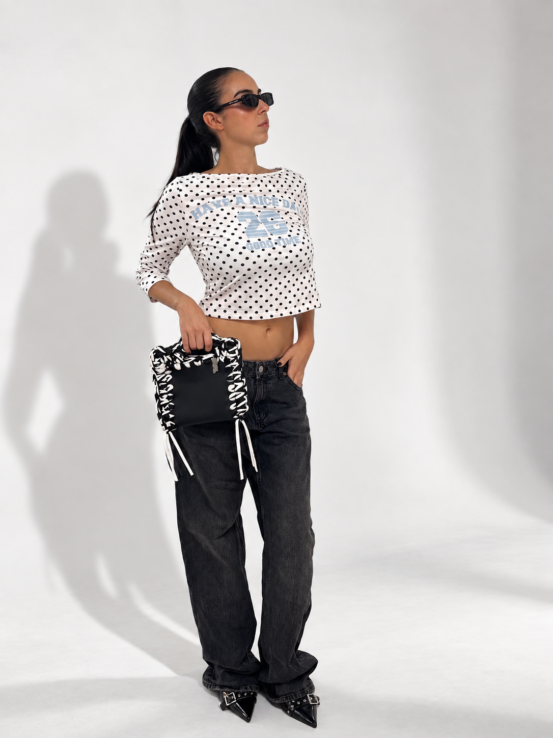 funny bicolore nero bianco pelle crochet