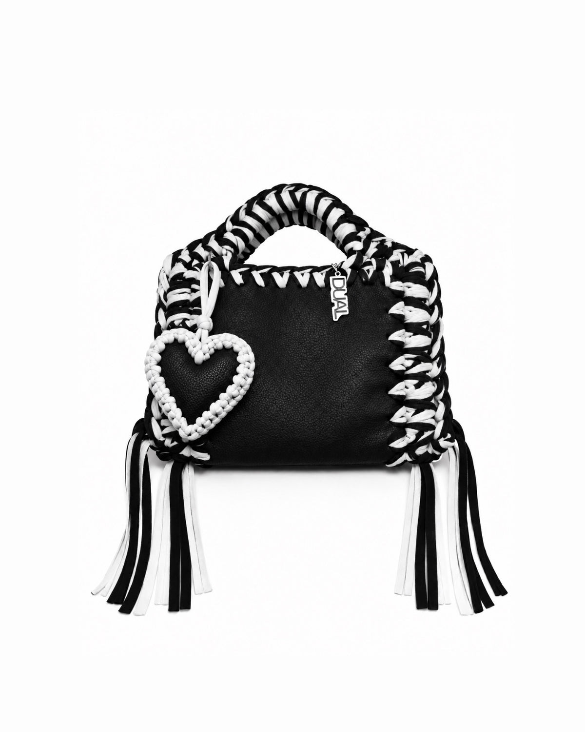 funny bicolore nero bianco pelle crochet 
