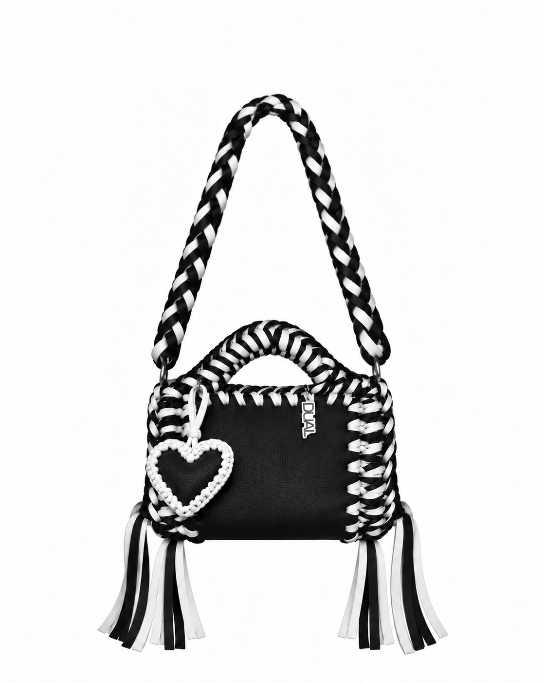 funny bicolore nero bianco pelle crochet 